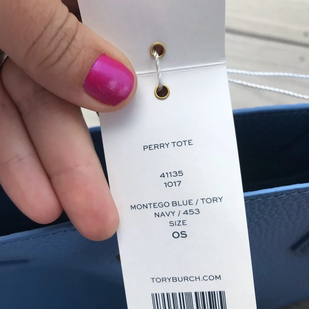 Tory Burch Light Blue Leather Tote Bag